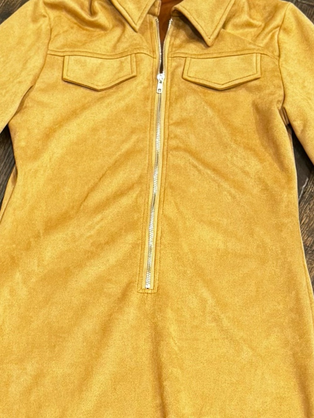NWT Fringe Faux Suede Zip-Front Dress - Picture 4 of 6